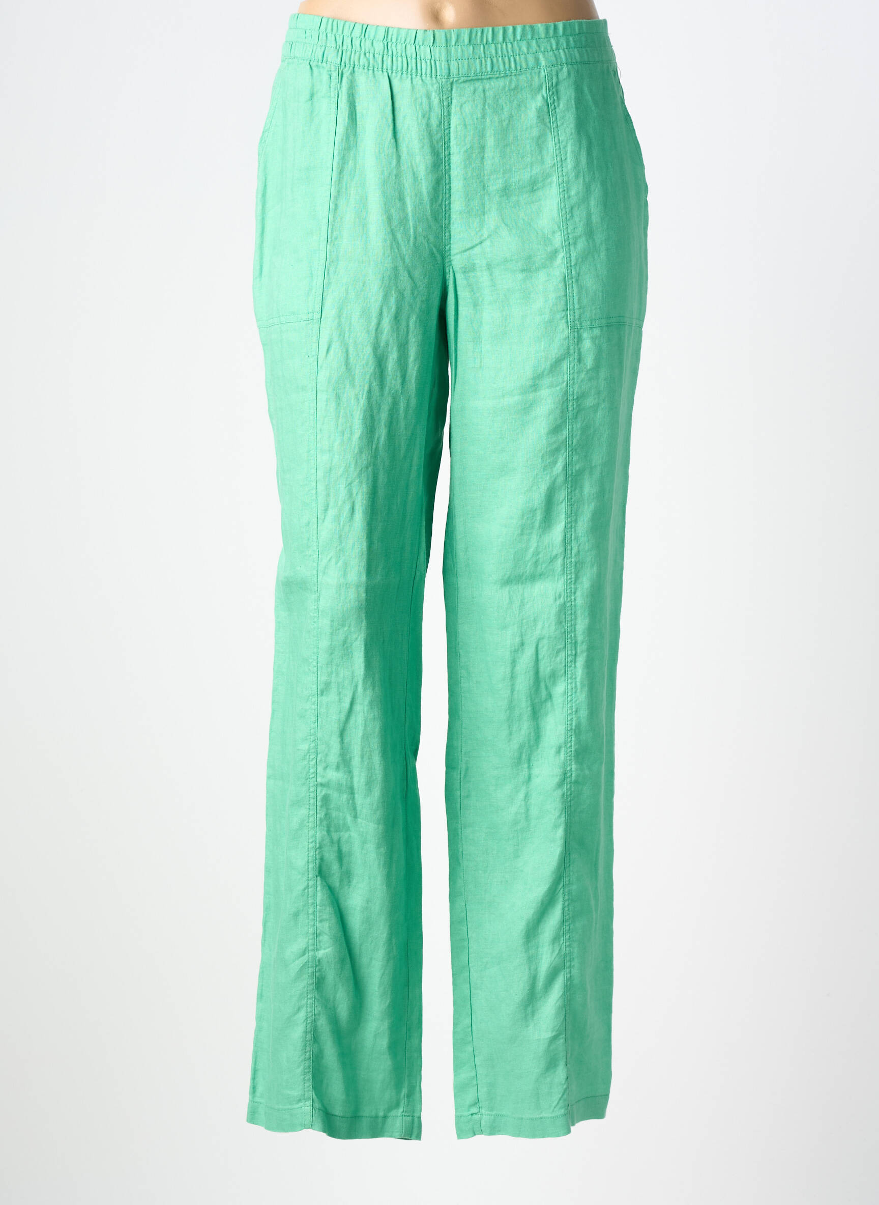 Pantalon droit taille élastique taille normale vert BARBARA LEBEK femme