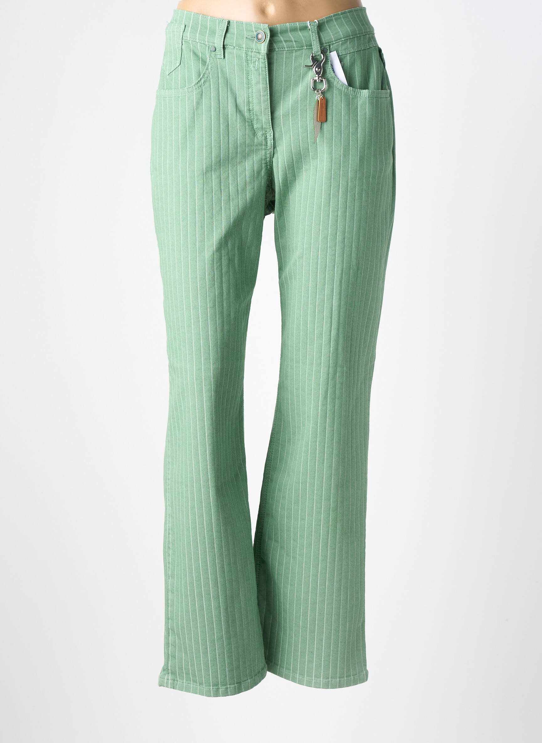 Pantalon droit stretch taille normale vert RECOVER C.C. femme