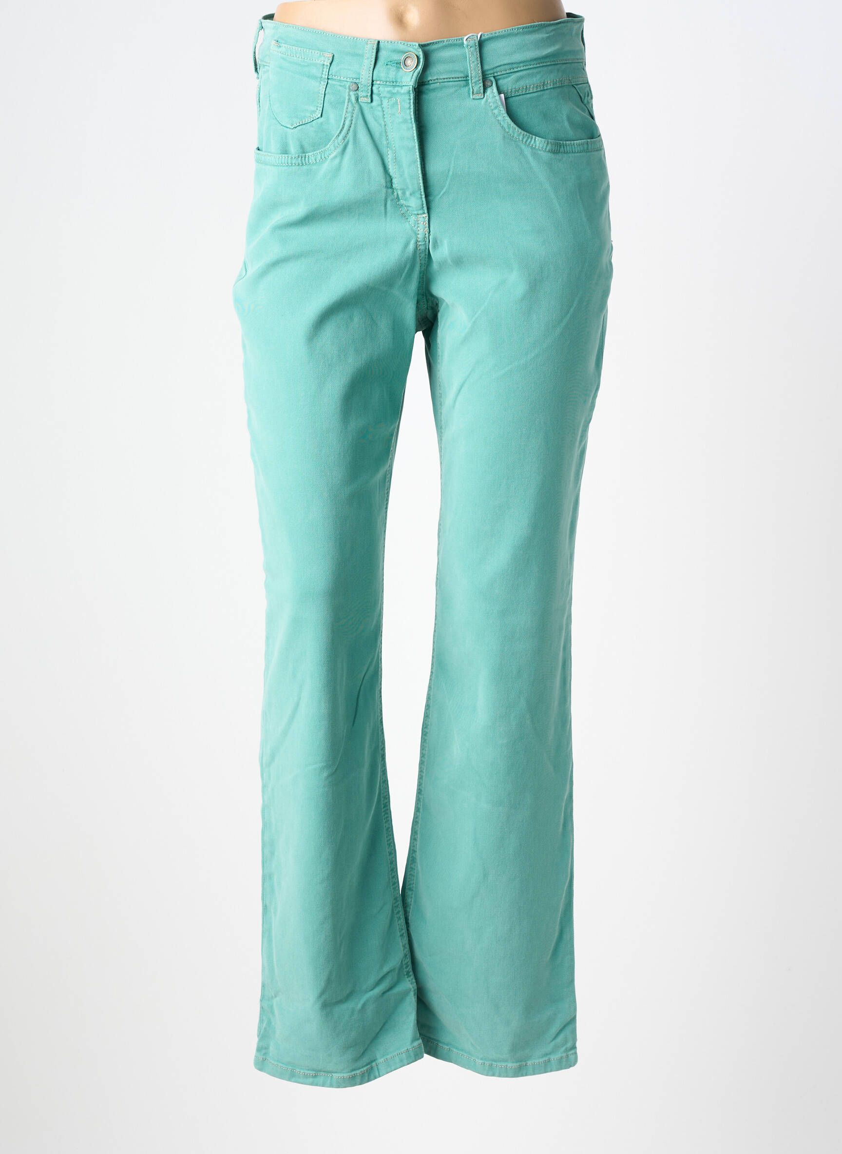 Pantalon droit stretch taille normale vert RECOVER C.C. femme