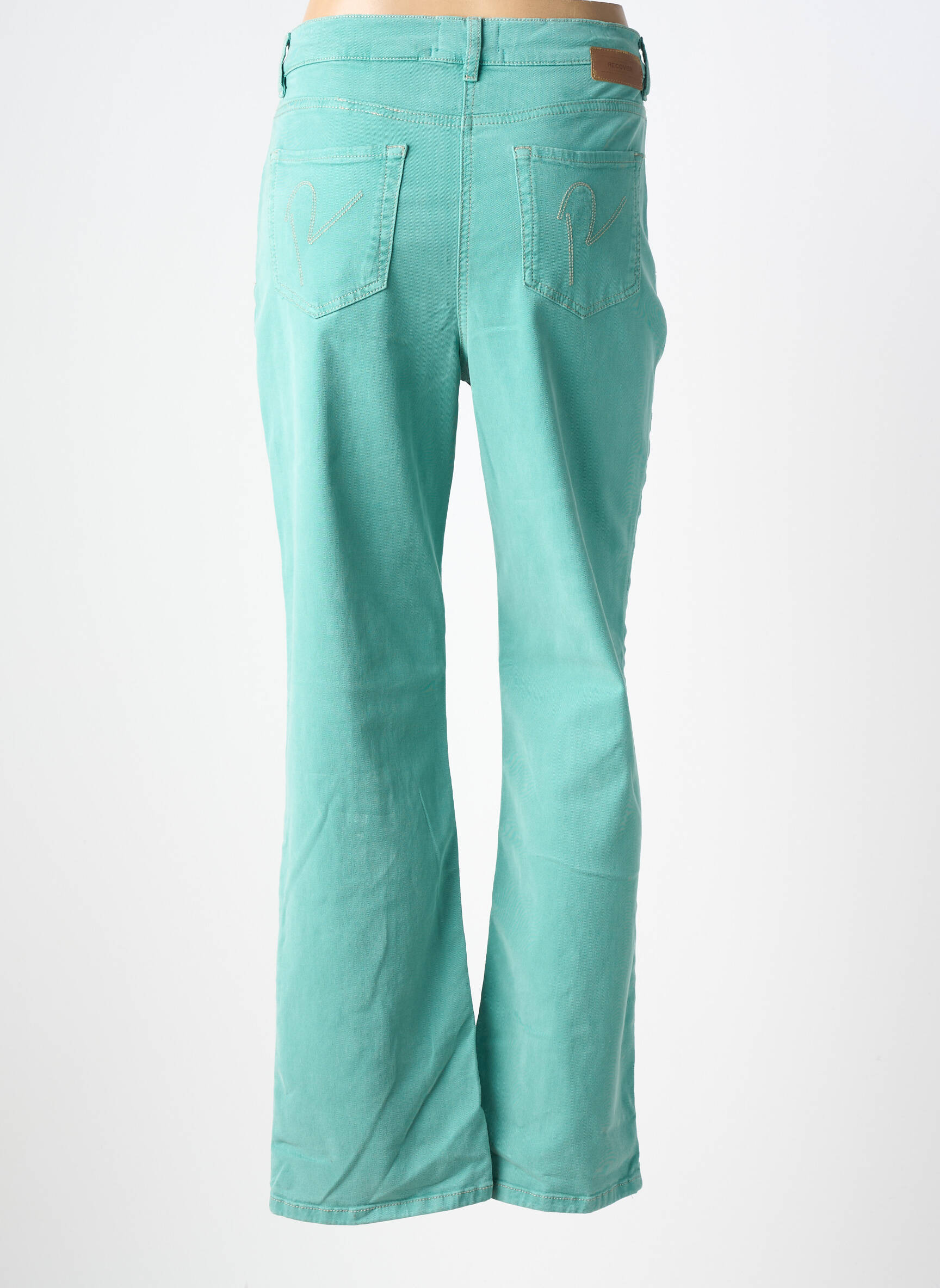 Pantalon droit stretch taille normale vert RECOVER C.C. femme