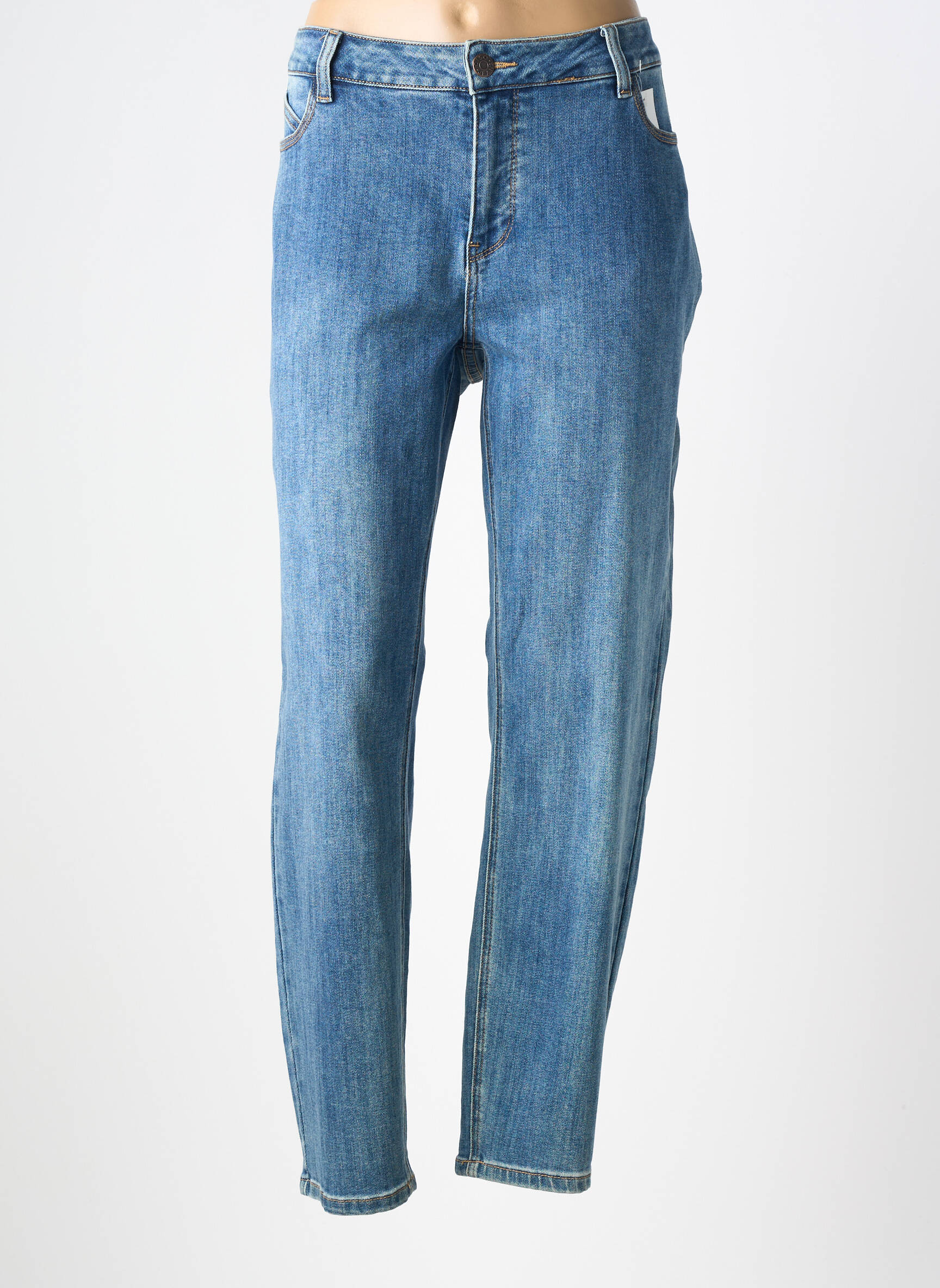 Jeans coupe droite stretch taille normale bleu CISO femme