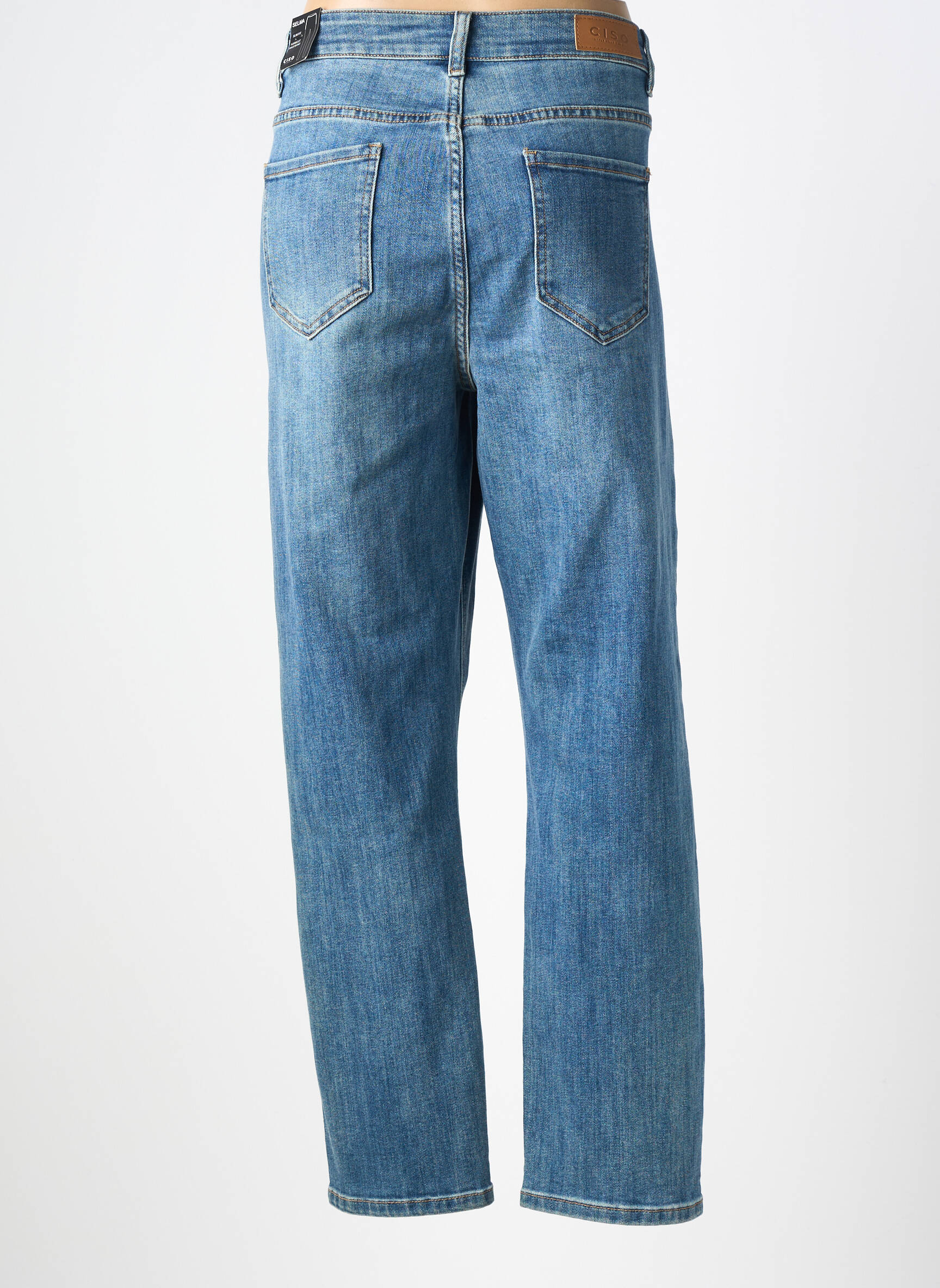 Jeans coupe droite stretch taille normale bleu CISO femme
