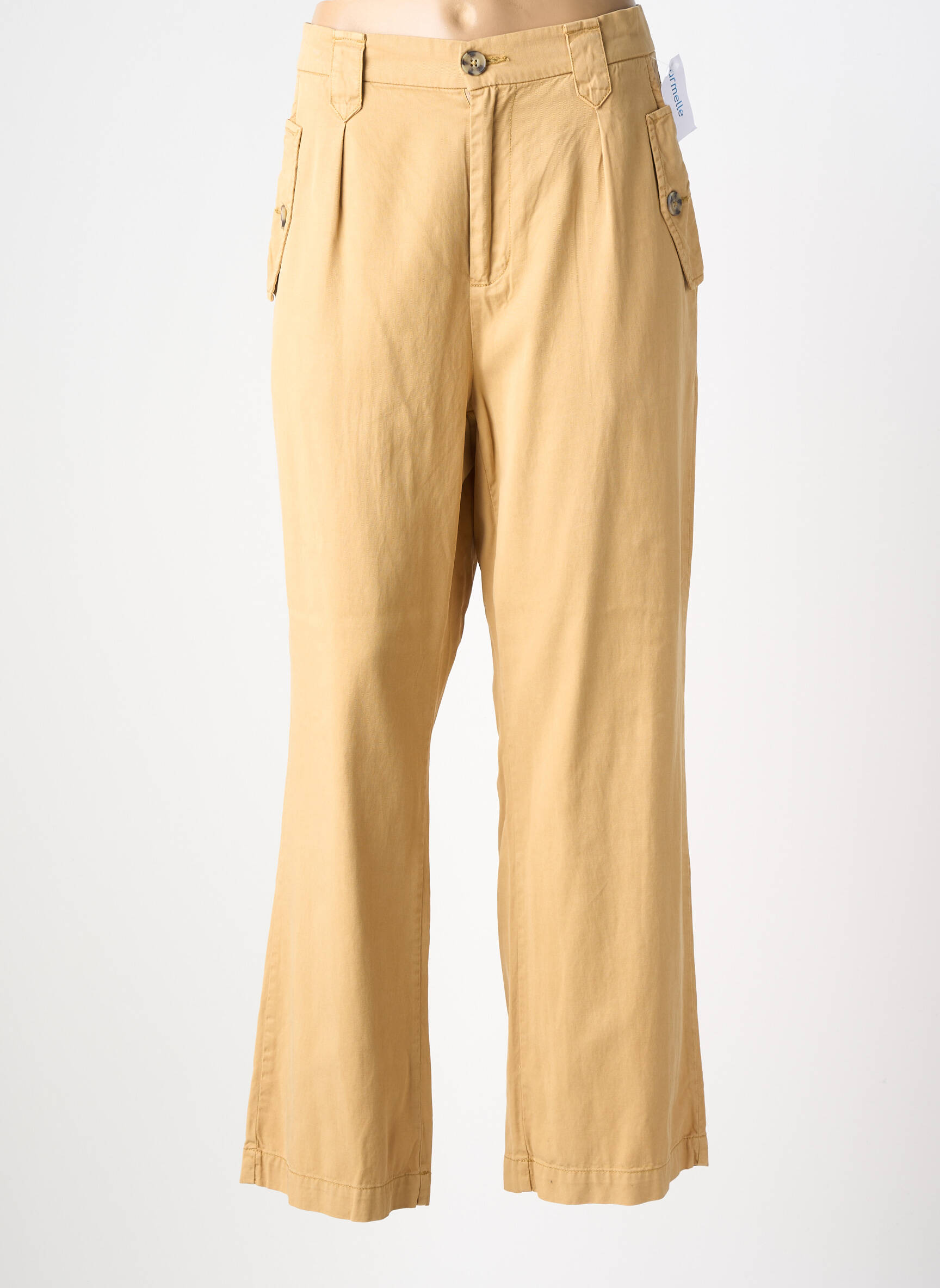 Pantalon droit tissage popeline taille normale marron GARCIA femme