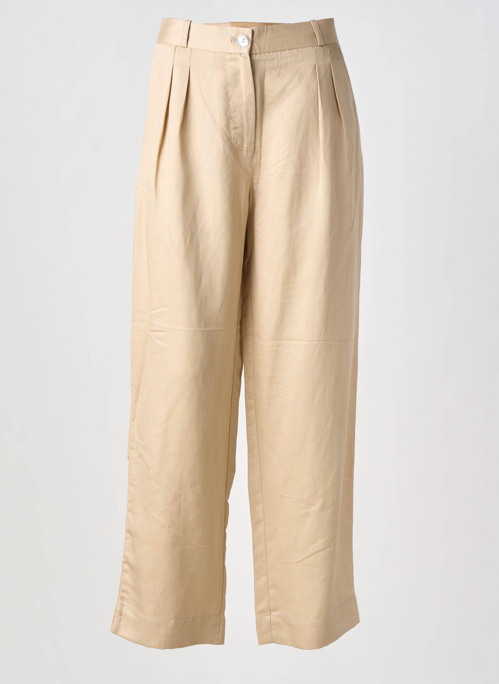 Pantalon large tissage popeline taille normale beige JULIE GUERLANDE femme