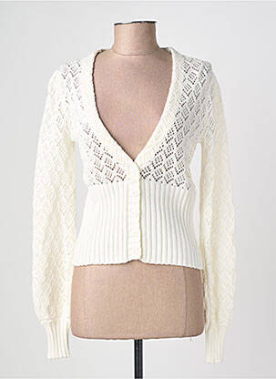 Gilet manches longues maille ajourée blanc ZILCH femme