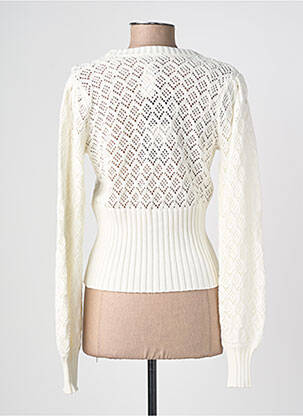 Gilet manches longues maille ajourée blanc ZILCH femme