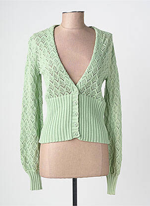 Gilet manches longues maille ajourée vert ZILCH femme