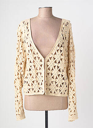 Gilet manches longues maille ajourée beige MD'M femme