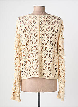 Gilet manches longues maille ajourée beige MD'M femme
