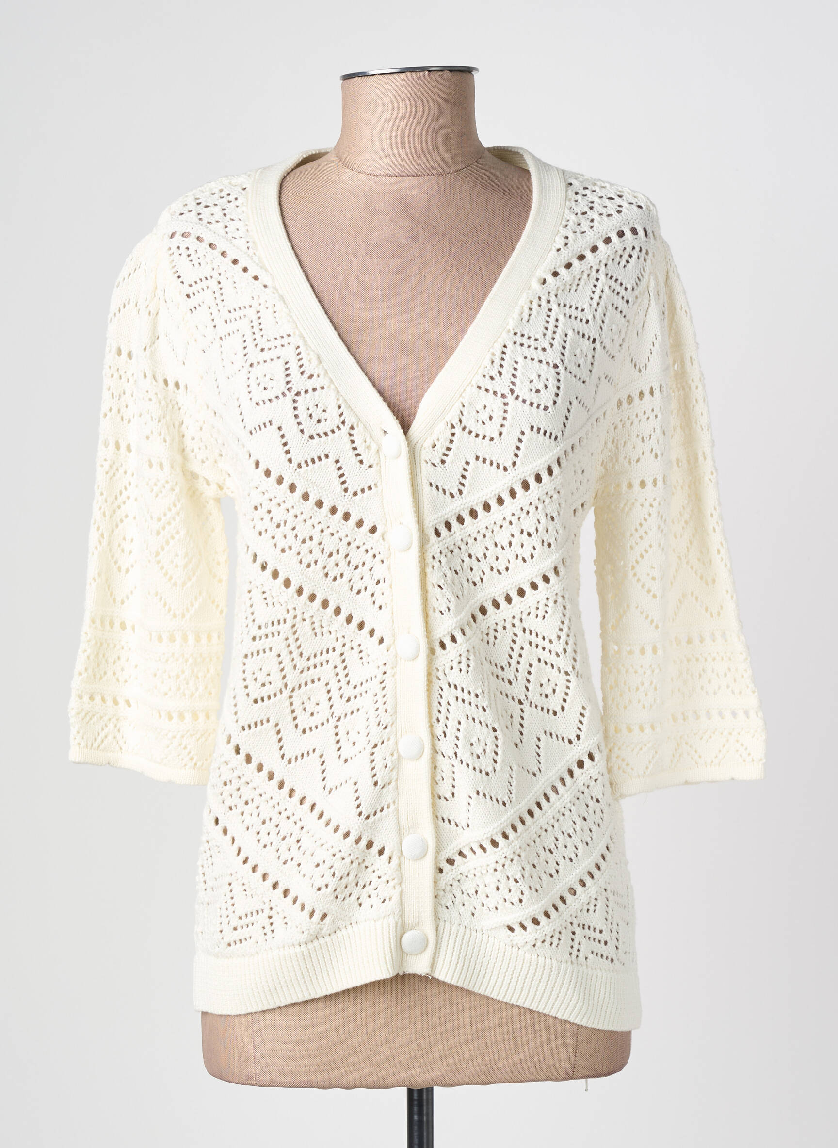Gilet manches longues manches 3/4 blanc C'EST BEAU LA VIE femme