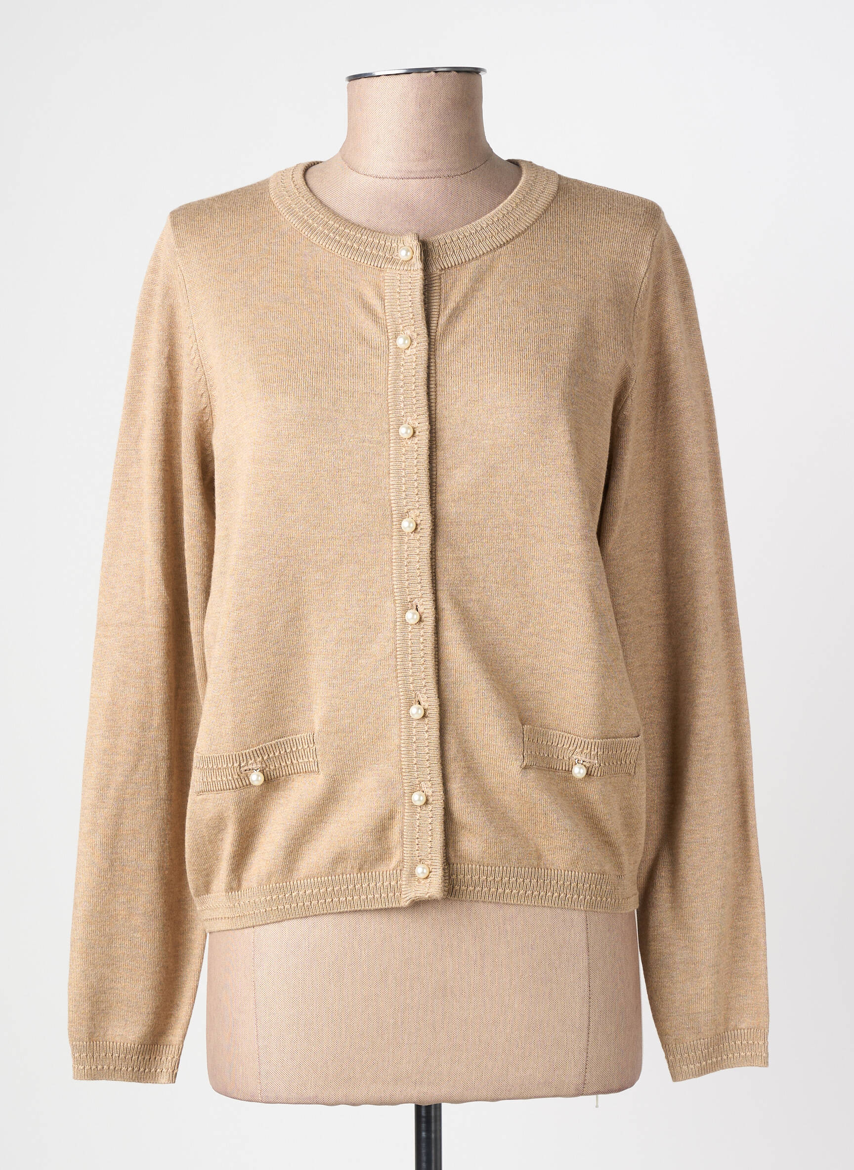 Gilet manches longues col rond marron JENSEN femme