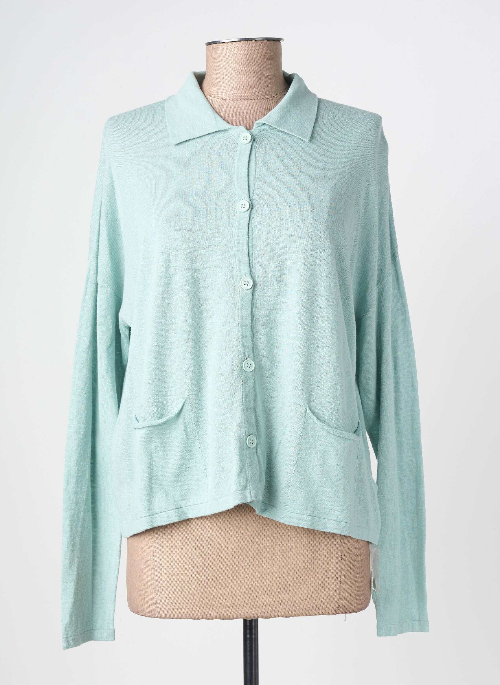 Gilet manches longues fermeture boutonnée sur le devant bleu GUITARE femme