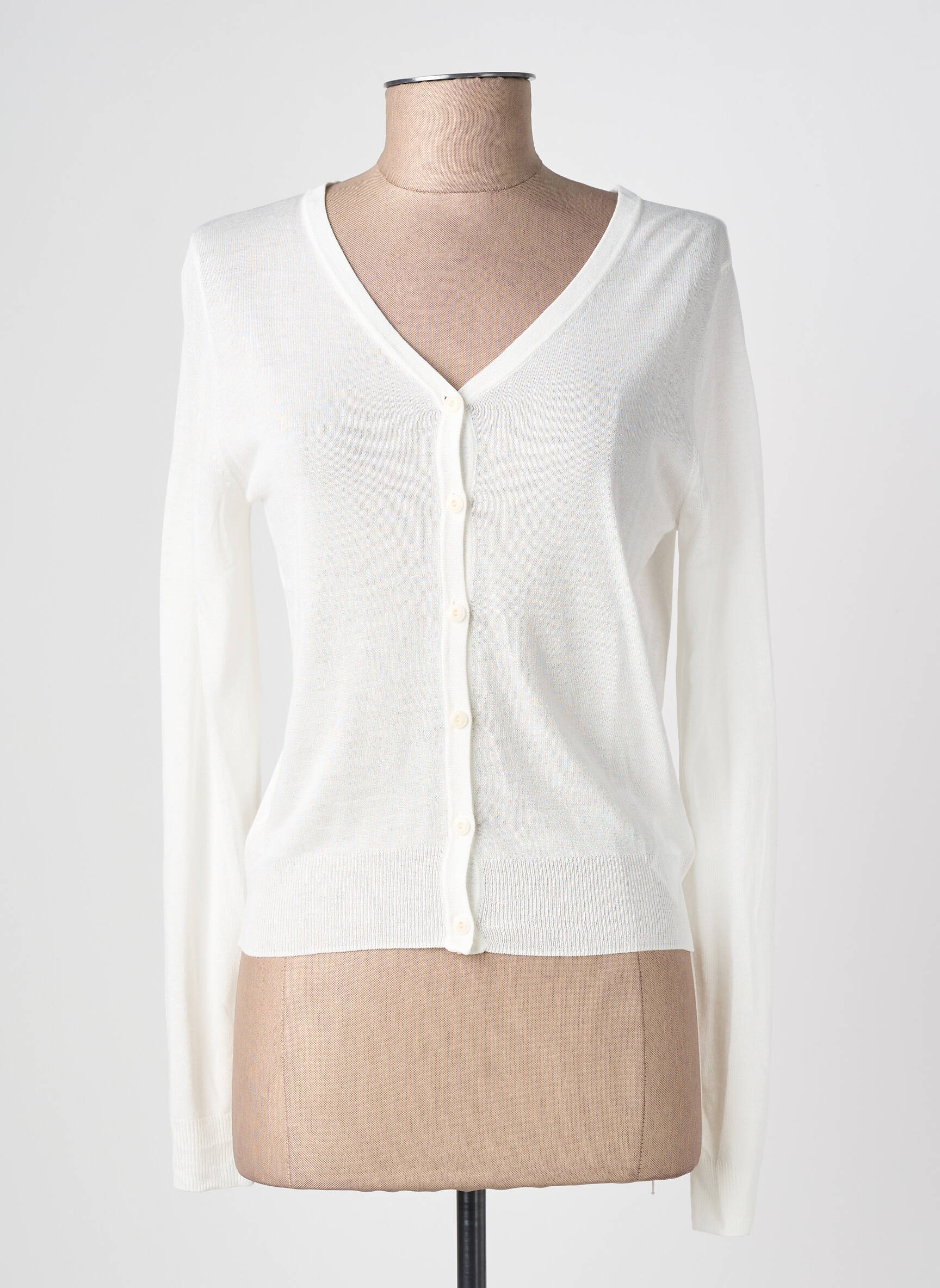 Gilet manches longues coupe cintrée blanc ZILCH femme
