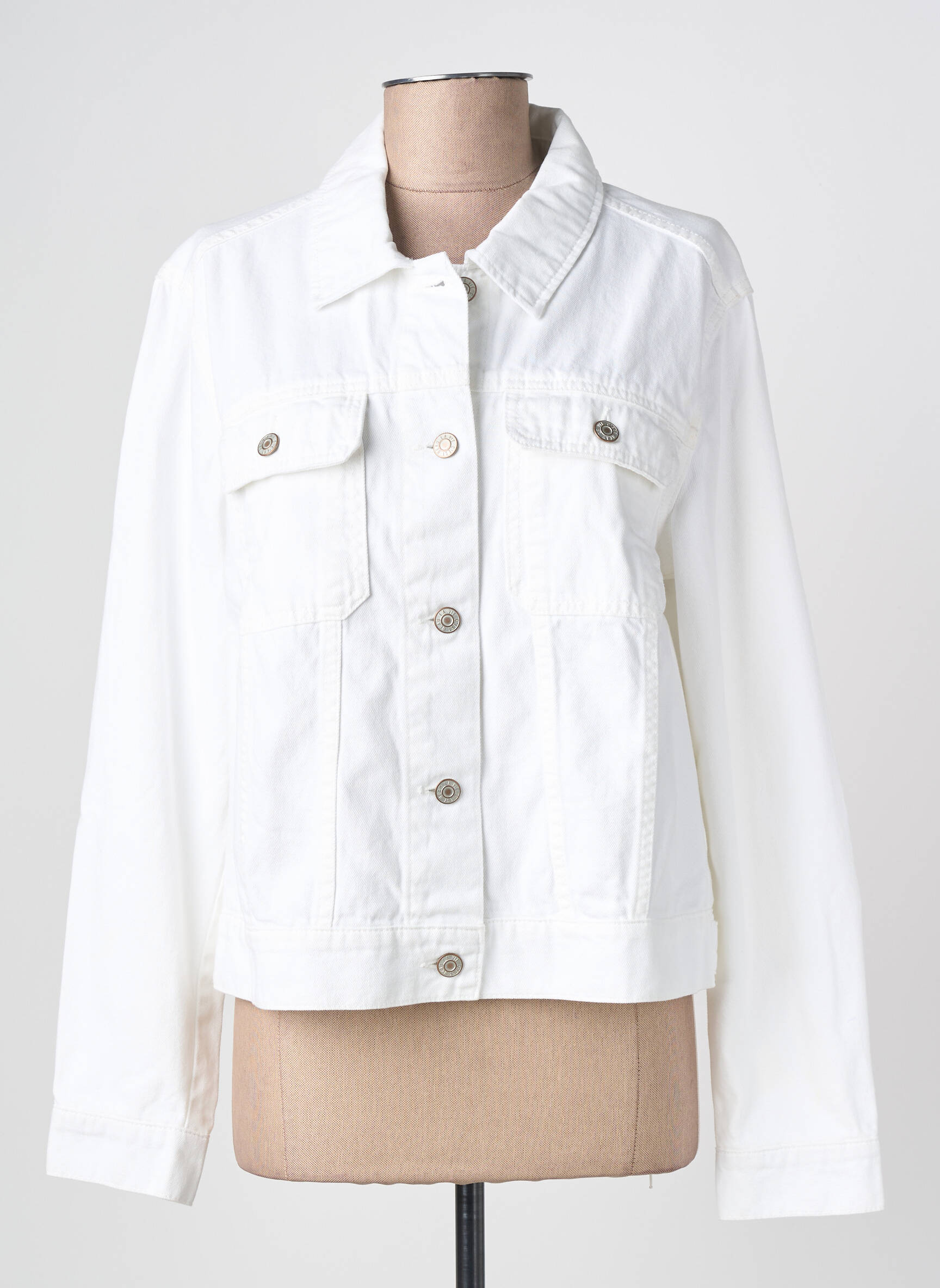 Veste casual poignets boutonnés avec fente blanc C'EST BEAU LA VIE femme