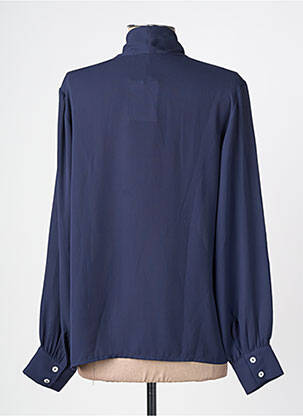 Chemisier tissage crêpe manches longues bleu COTTONADE femme