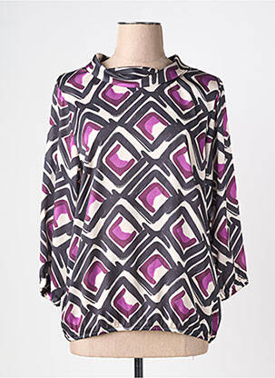 Blouse imprimé fantaisie manches longues noir BIANCA femme