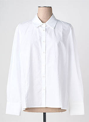 Chemisier coupe droite manches longues blanc COTTONADE femme