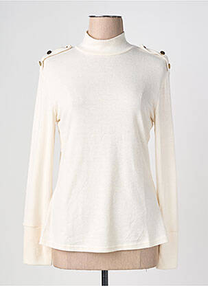 Pull coupe cintrée manches longues beige COTTONADE femme