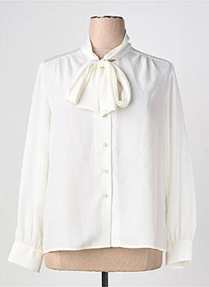 Chemisier tissage crêpe manches longues blanc COTTONADE femme