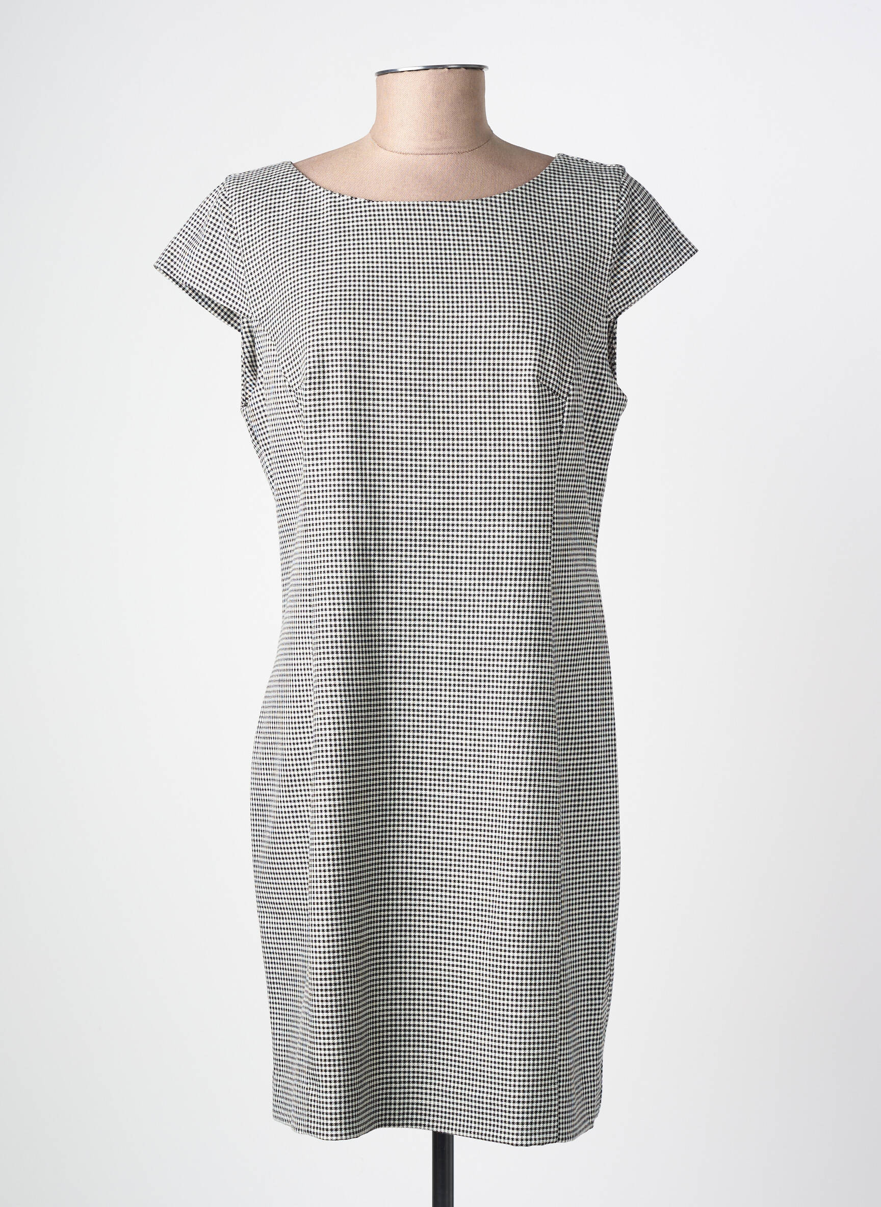 Robe courte fermeture zippée au dos manches courtes noir COTTONADE femme