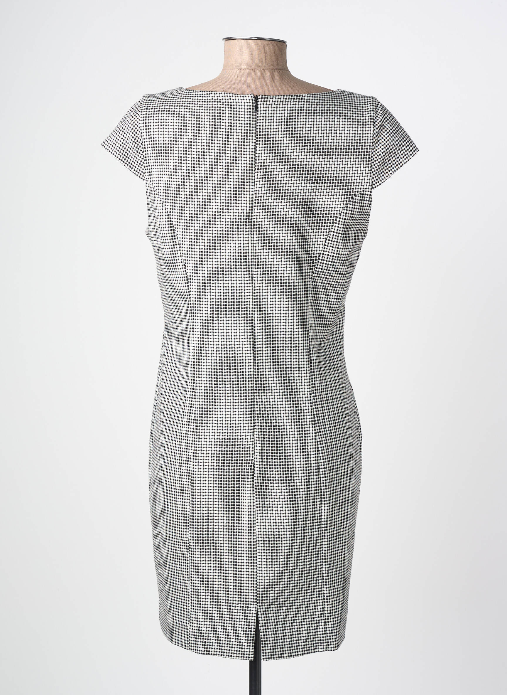 Robe courte fermeture zippée au dos manches courtes noir COTTONADE femme