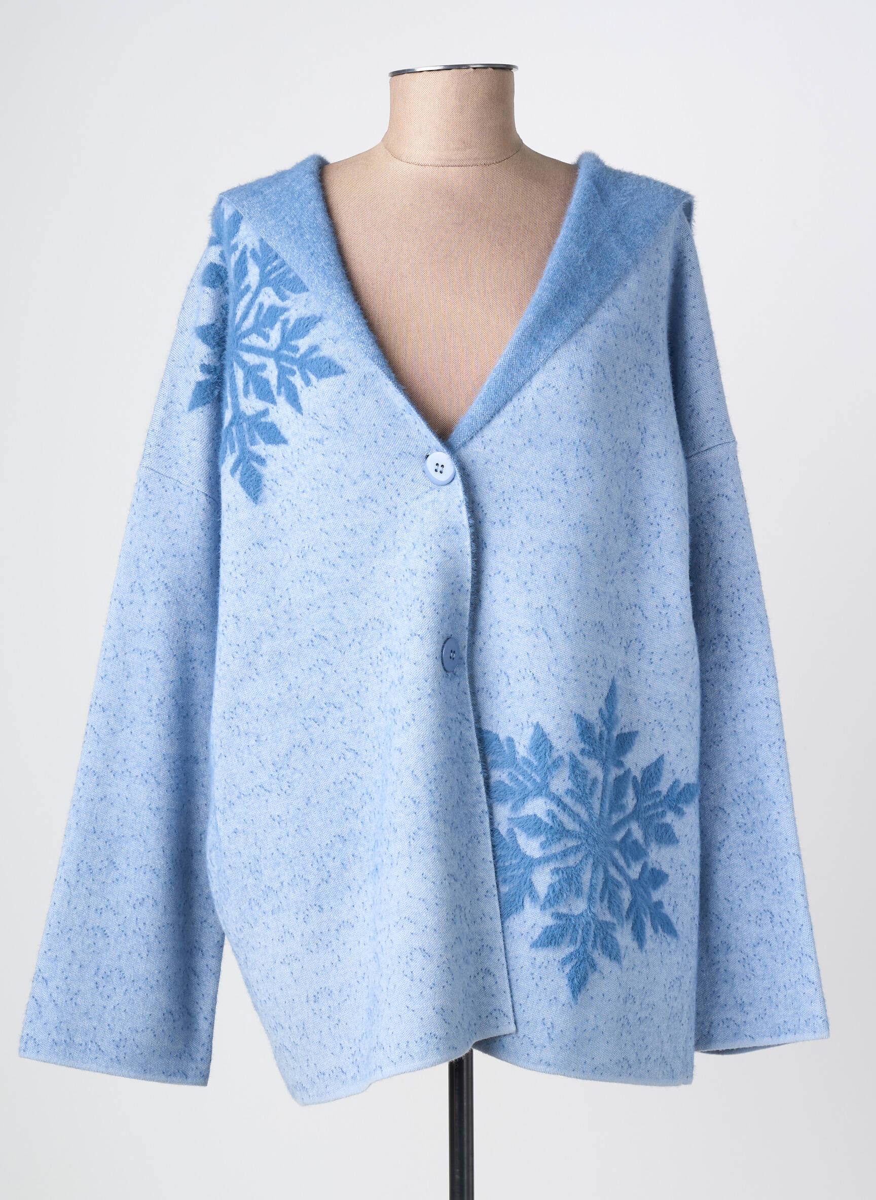 Gilet manches longues fermeture boutonnée sur le devant bleu ANANKE femme