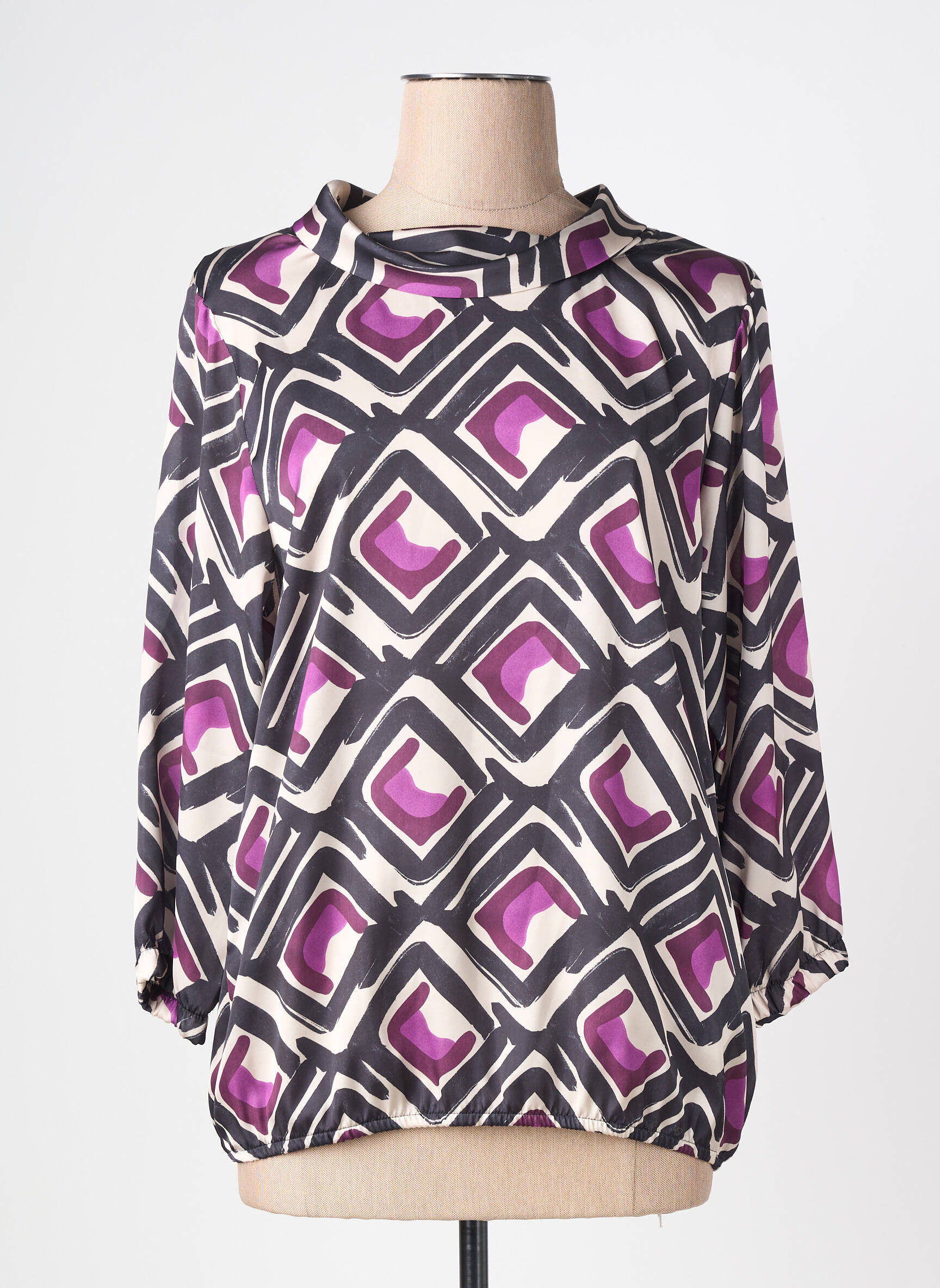 Blouse imprimé fantaisie manches longues noir BIANCA femme