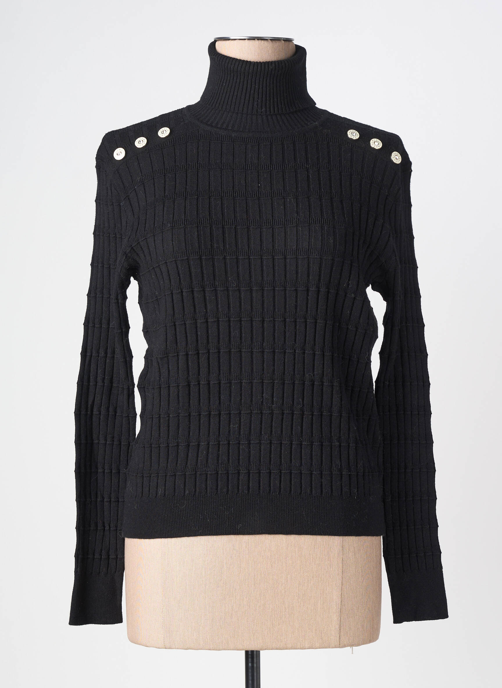 Pull col roulé coupe cintrée manches longues noir ANANKE femme
