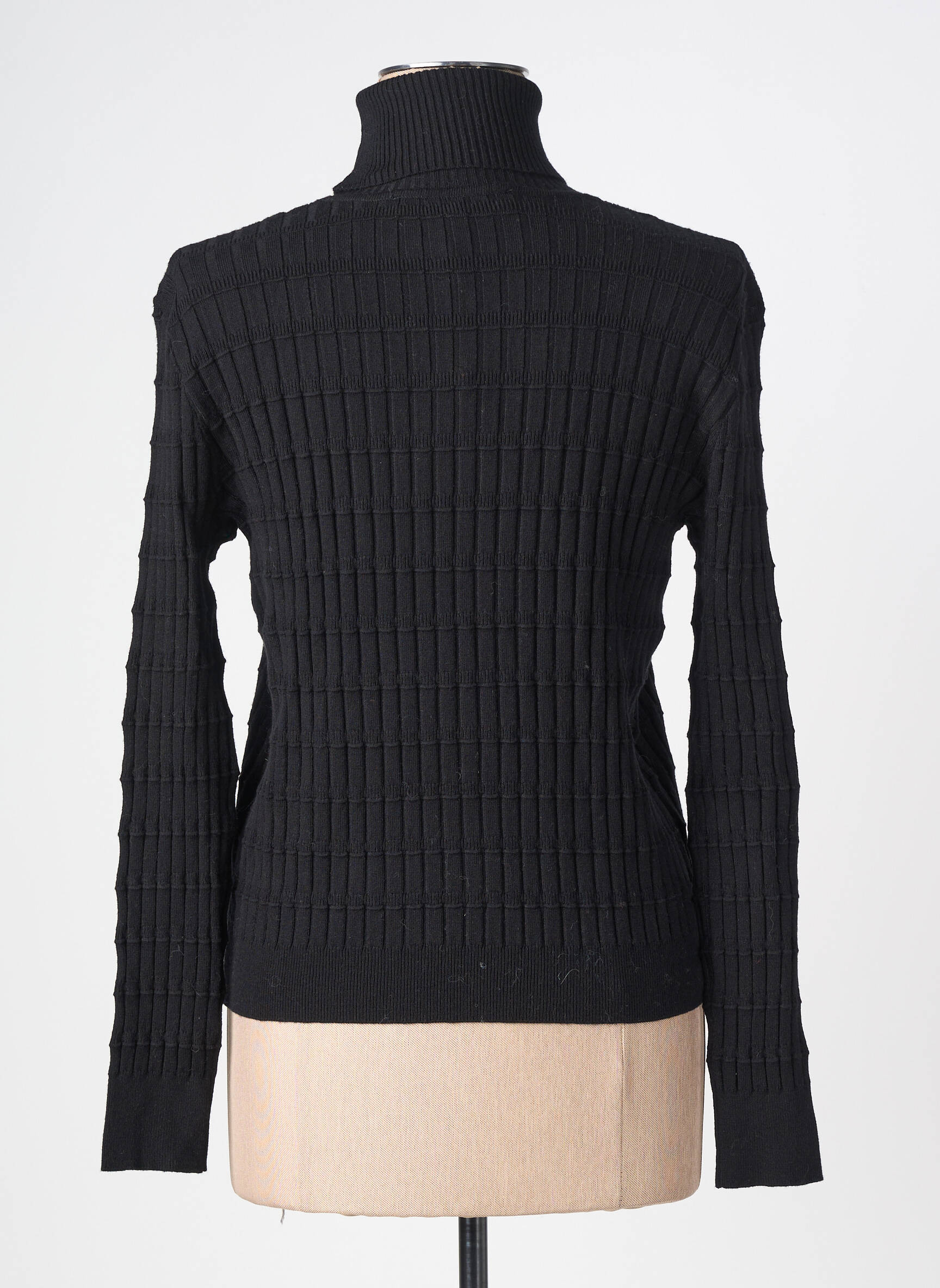 Pull col roulé coupe cintrée manches longues noir ANANKE femme