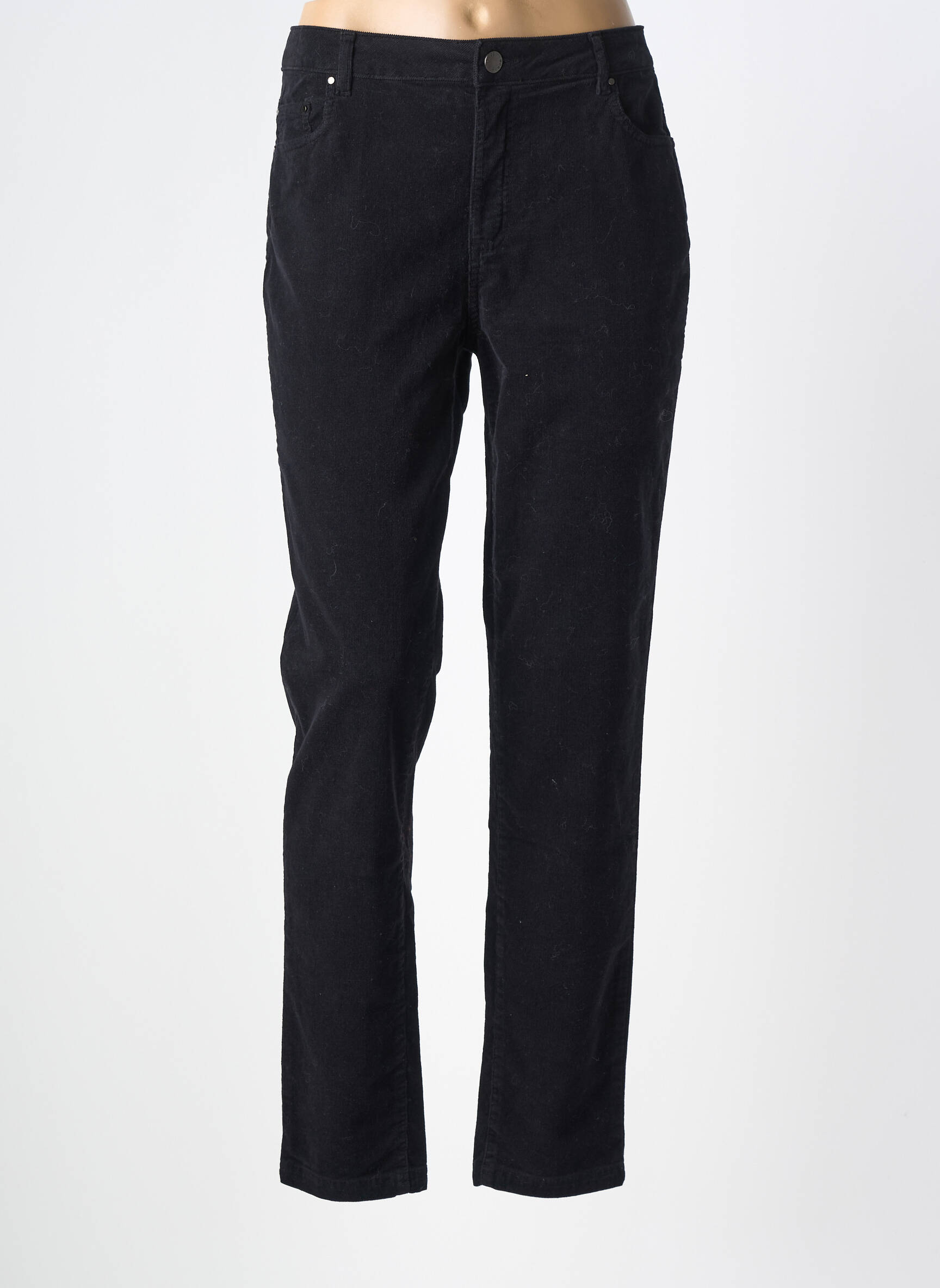 Pantalon droit fermeture zippée sous rabat boutonné taille normale noir FUEGO WOMAN femme