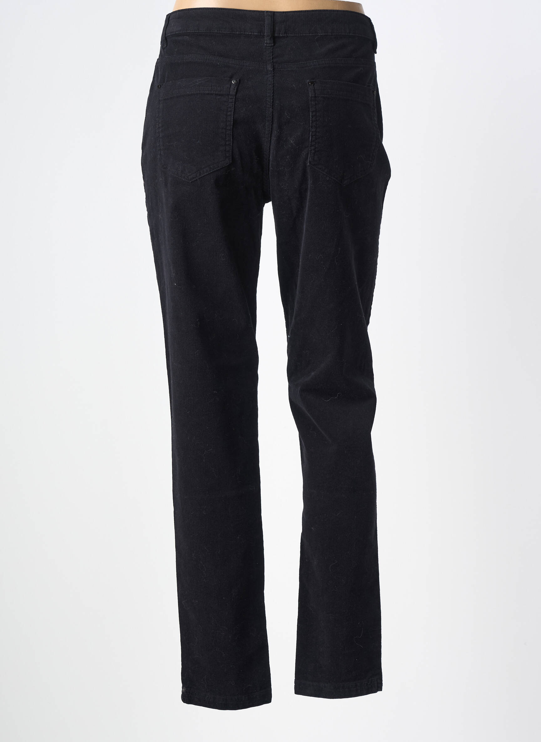 Pantalon droit fermeture zippée sous rabat boutonné taille normale noir FUEGO WOMAN femme