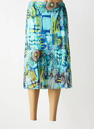 Jupe mi-longue coupe droite bleu GRIFFON femme