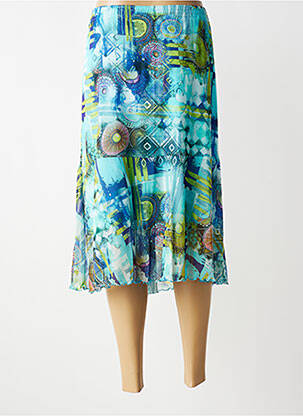 Jupe mi-longue coupe droite bleu GRIFFON femme