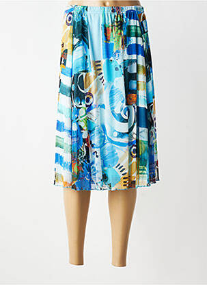 Jupe mi-longue stretch bleu GRIFFON femme