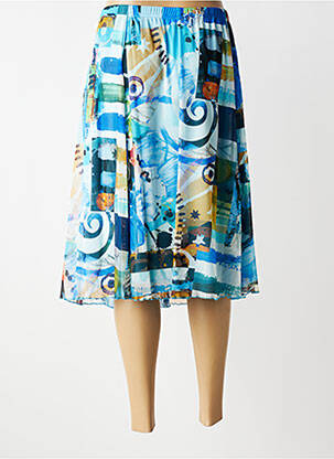 Jupe mi-longue stretch bleu GRIFFON femme