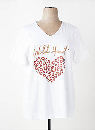 T-shirt sérigraphie floquée manches courtes blanc APRICO femme