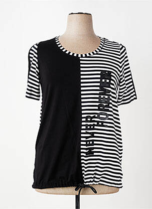 T-shirt sérigraphie floquée manches courtes noir SEE YOU femme