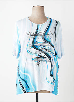 T-shirt imprimé fantaisie manches courtes bleu LEAH CURVE femme