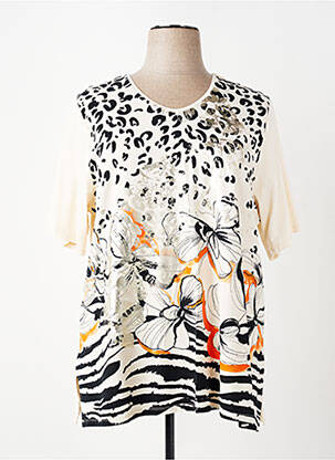 T-shirt imprimé fantaisie manches courtes beige LEAH CURVE femme