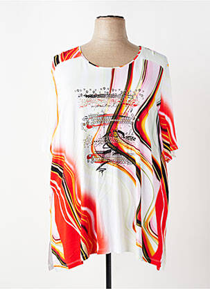 Top stretch manches courtes rouge LEAH CURVE femme