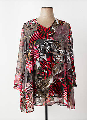 Tunique manches longues tissage crêpe rouge FRANCK ANNA femme