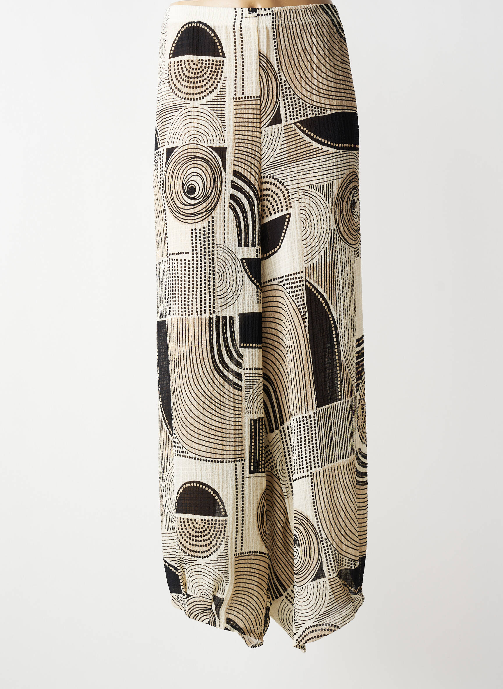 Pantalon large tissage crêpe taille normale beige G!OZE femme