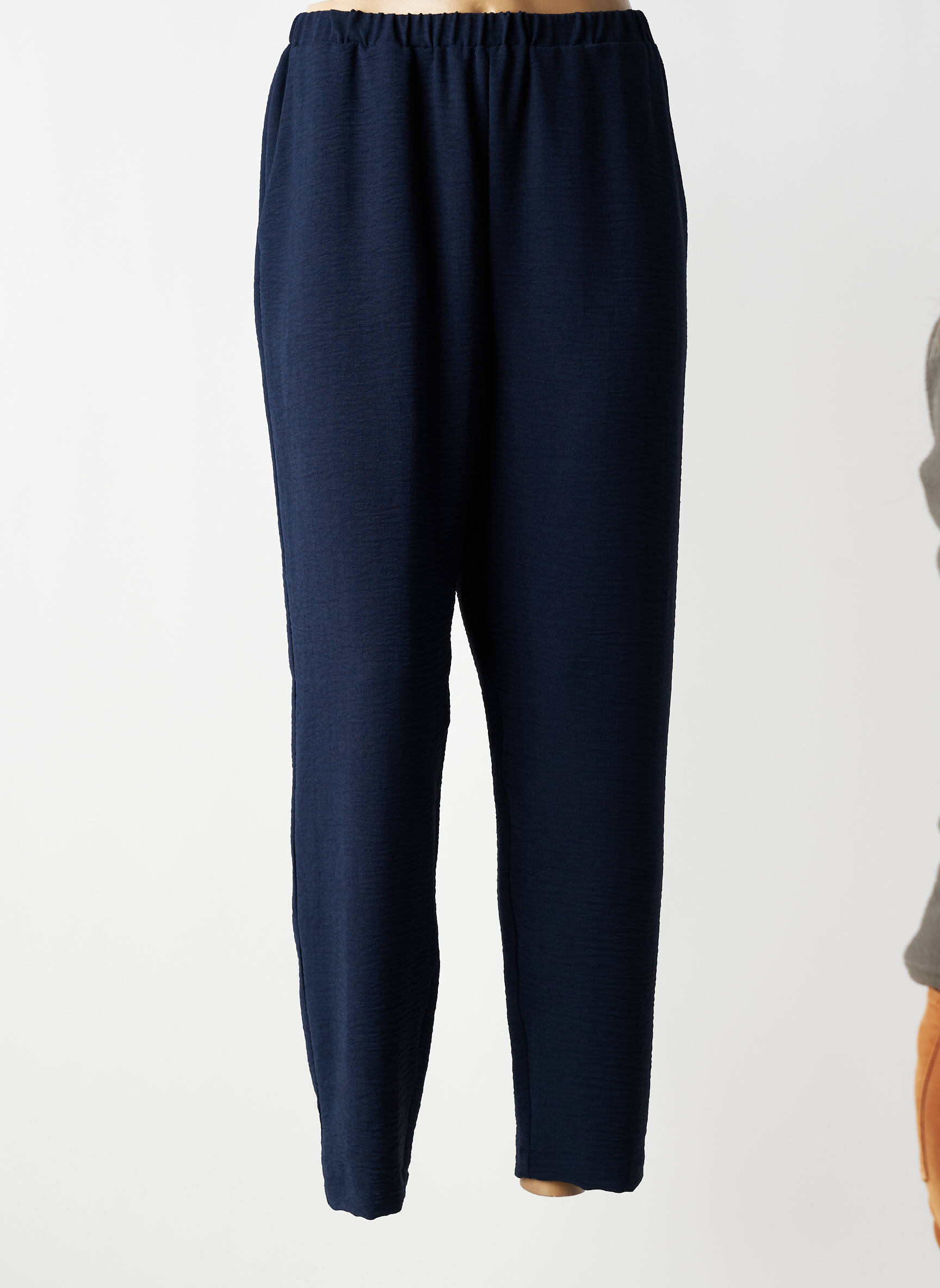 Pantalon droit tissage crêpe taille normale bleu FRANCK ANNA femme