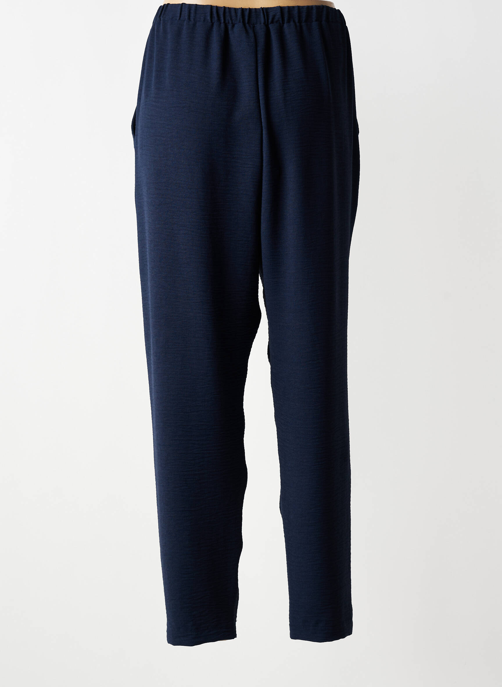 Pantalon droit tissage crêpe taille normale bleu FRANCK ANNA femme