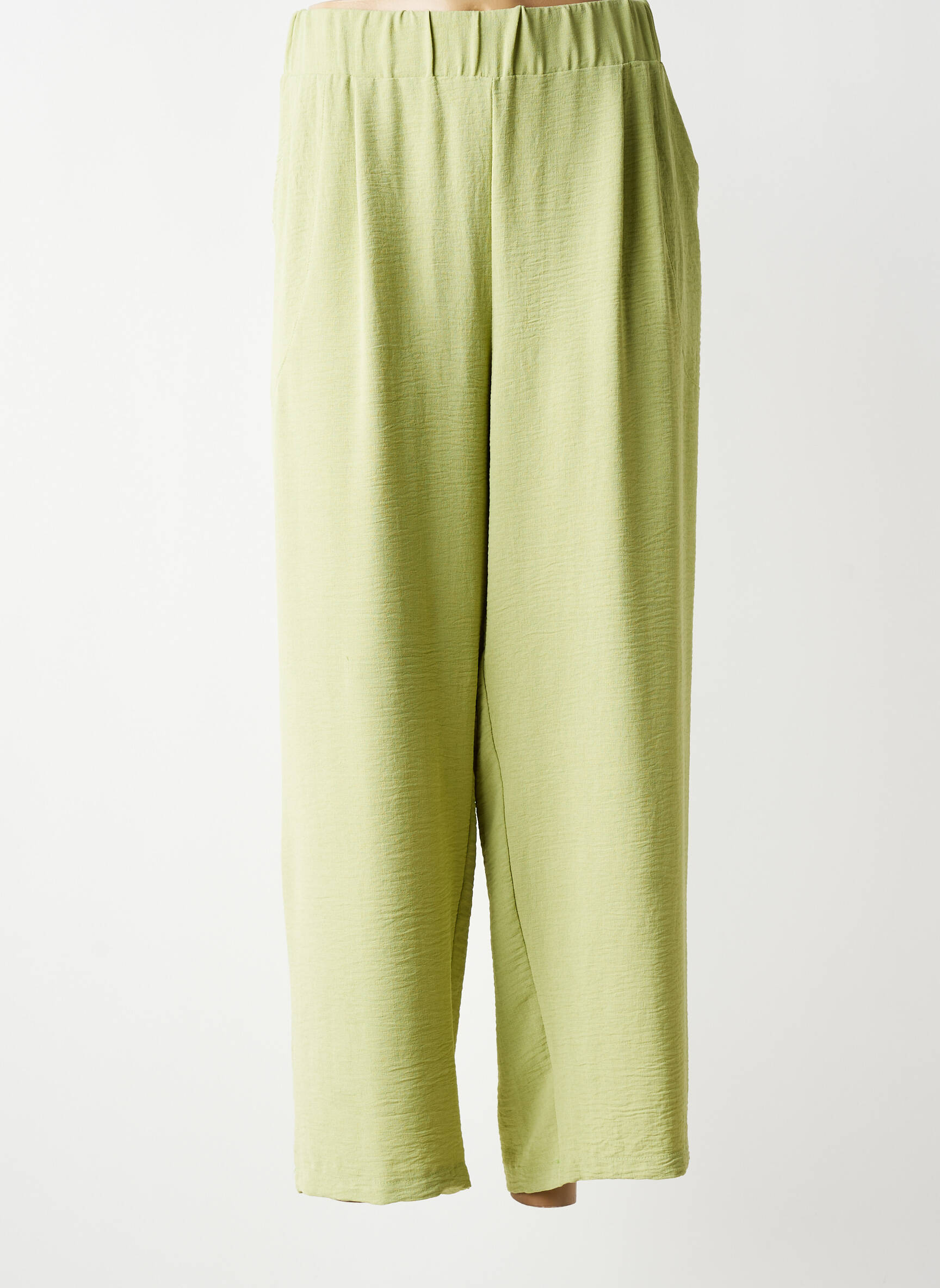Pantalon large tissage crêpe taille normale vert FRANCK ANNA femme