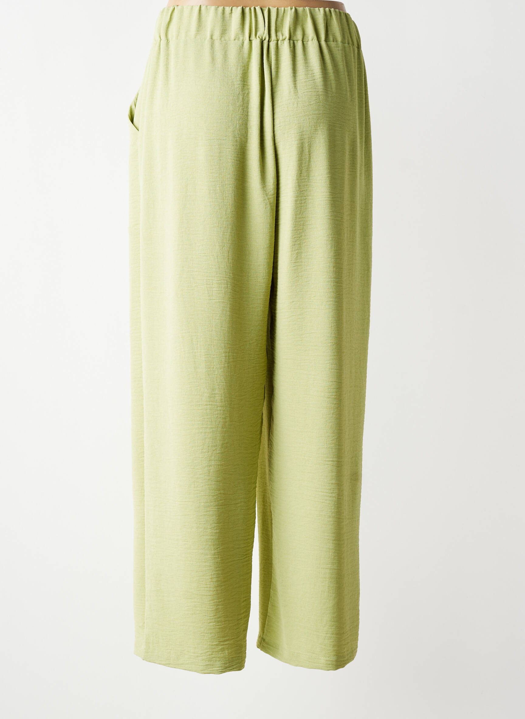 Pantalon large tissage crêpe taille normale vert FRANCK ANNA femme