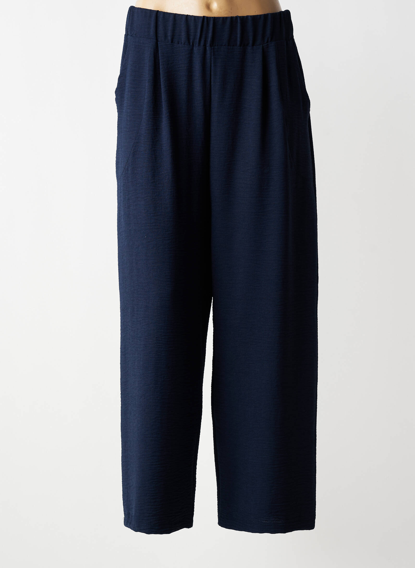 Pantalon large tissage crêpe taille normale bleu FRANCK ANNA femme