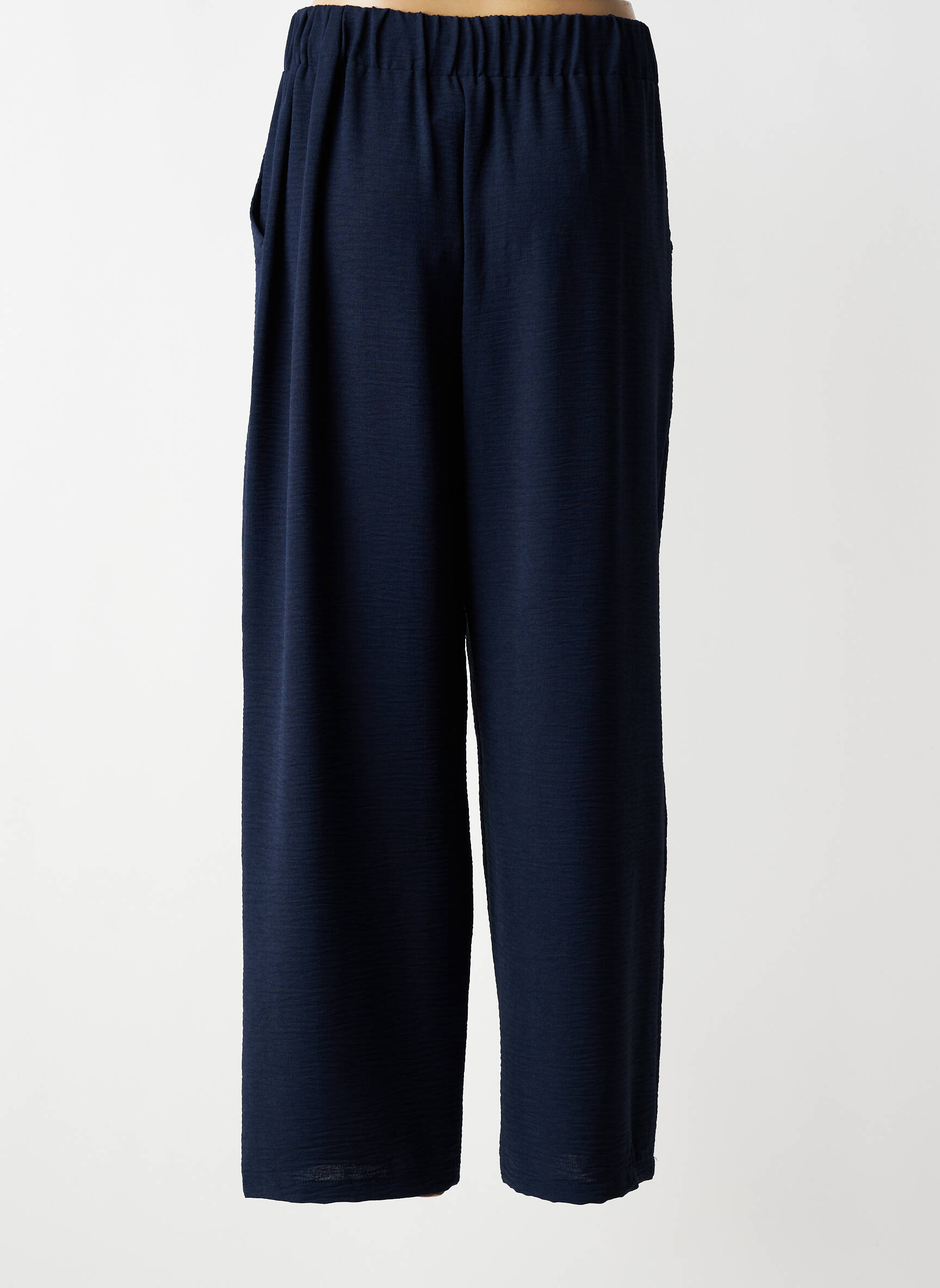 Pantalon large tissage crêpe taille normale bleu FRANCK ANNA femme