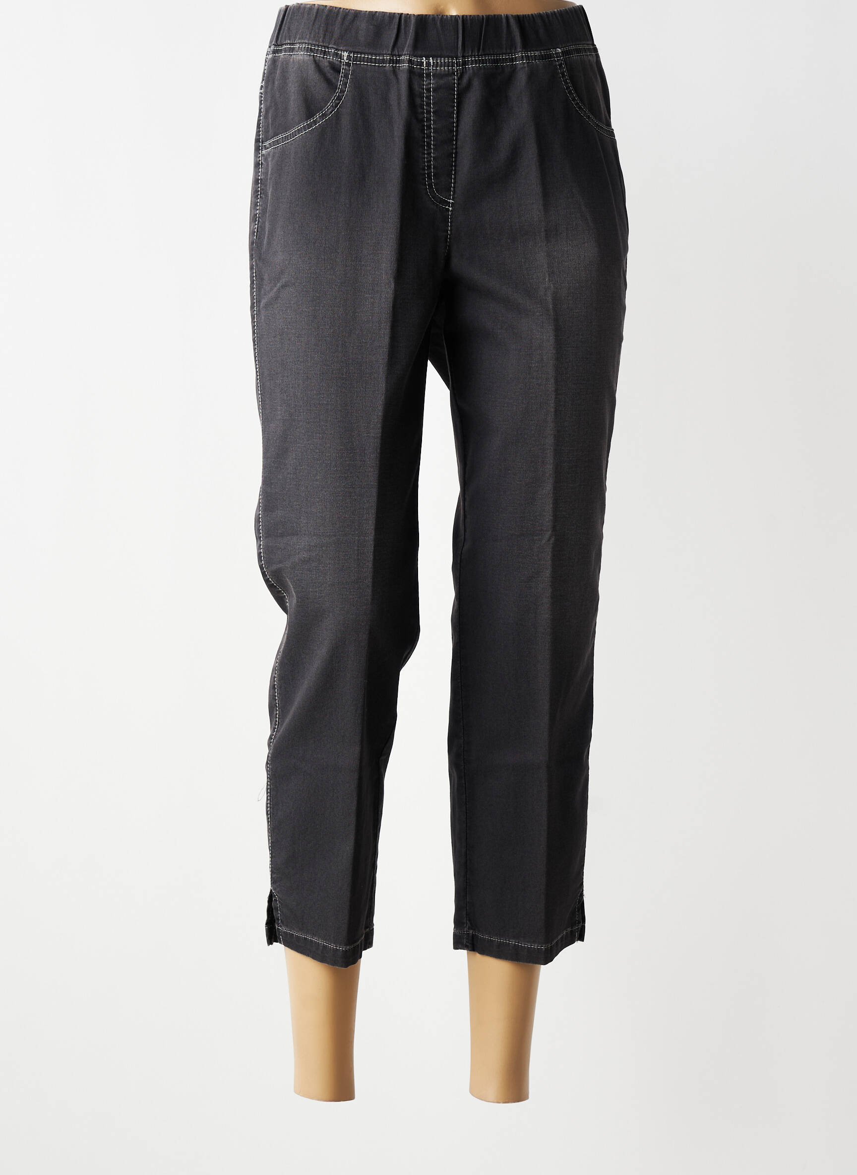 Pantacourt coupe droite taille normale gris ADELINA BY SCHEITER femme