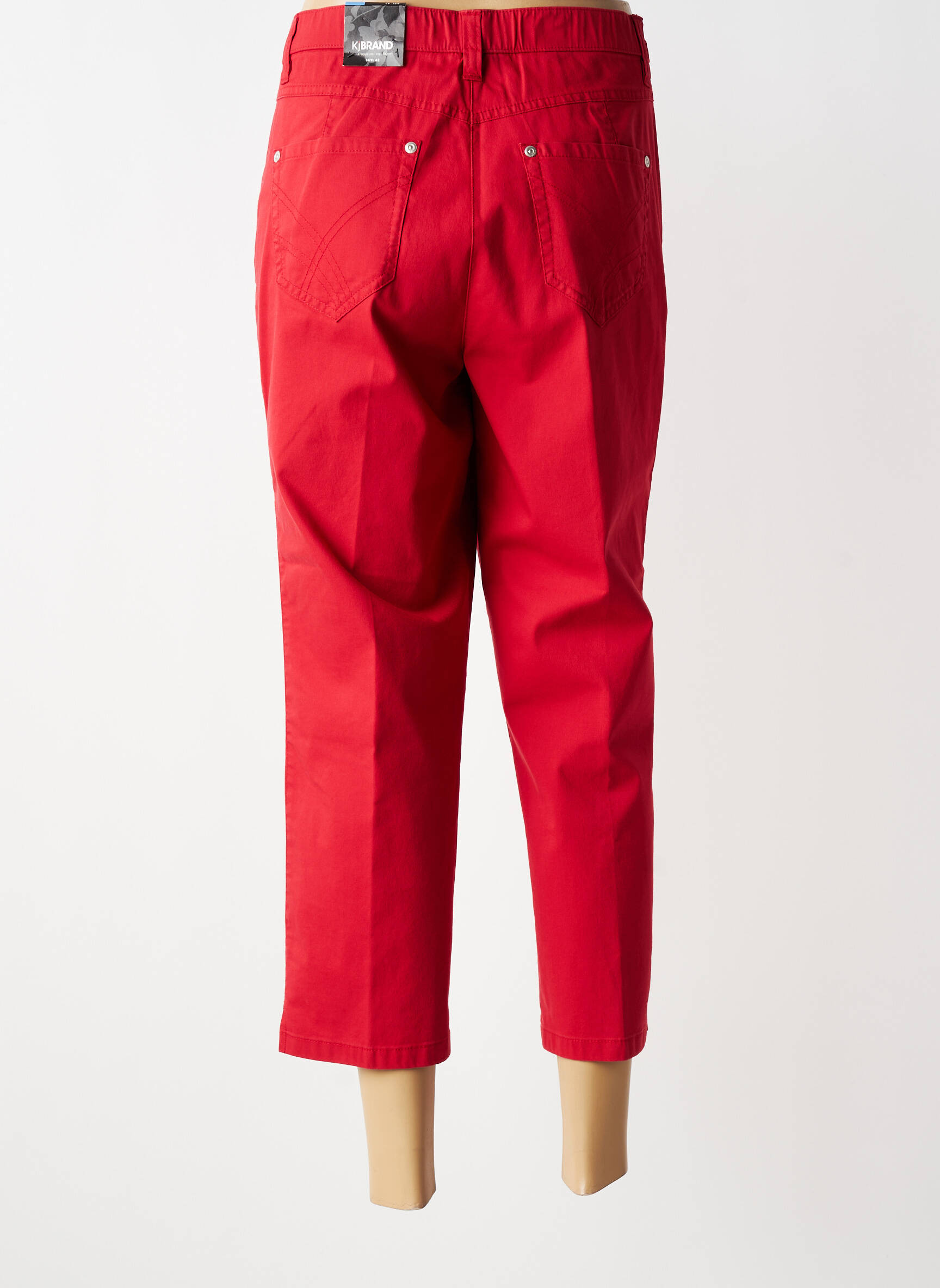 Pantacourt coupe droite taille normale rouge KJBRAND femme